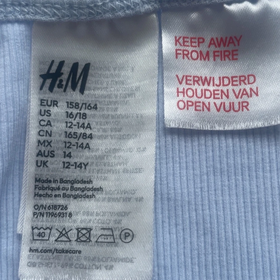 Ljusblå ribbad linnetopp med spets - 4