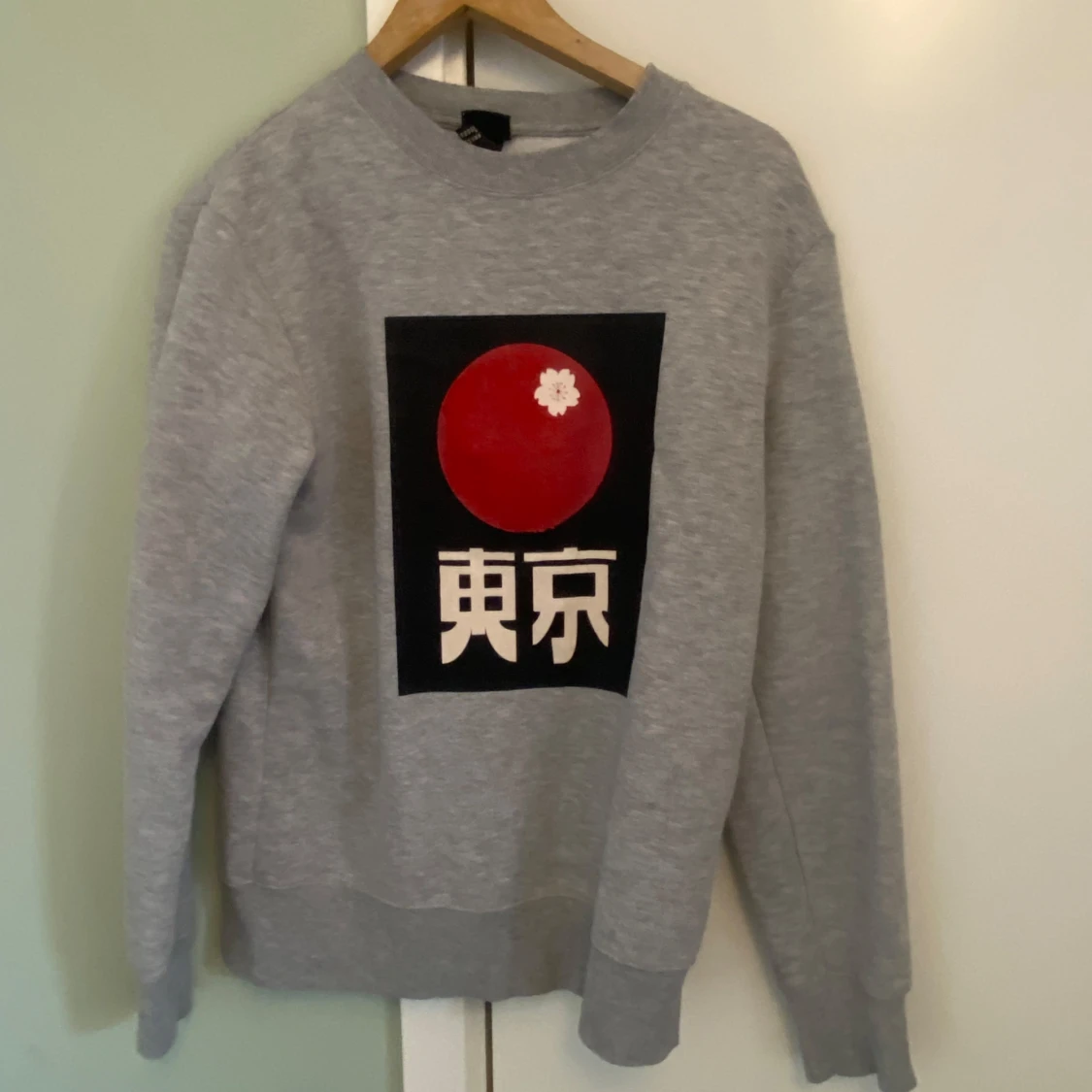 Grå sweatshirt med Tokyo-tryck