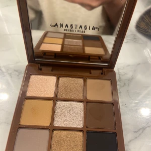 Anastasia Beverly Hills Sultry Mini Palette - Säljer en Sultry Mini ögonskuggspalett från Anastasia Beverly Hills med 9 nyanser i både matta och skimrande toner. Färgerna går i brunt, guld, beige, svart och grått – perfekt för att skapa allt från naturliga till mer dramatiska looks. Smidig spegel i locket och kompakt format.