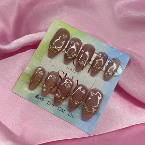 Luxie (XS);Medium Almond - XS: 14 mm, 11 mm, 11,5 mm, 10 mm, 8 mm , cateye, pink, guld 