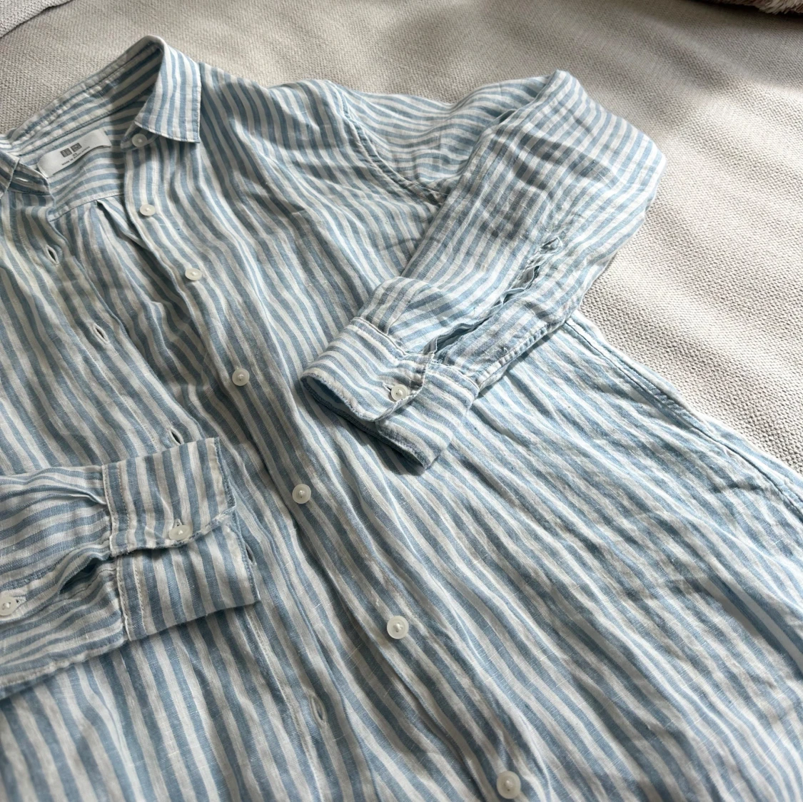 Randig linneskjorta - 90