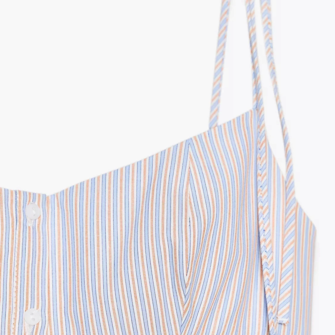 Randig kortklänning med knappar - 1