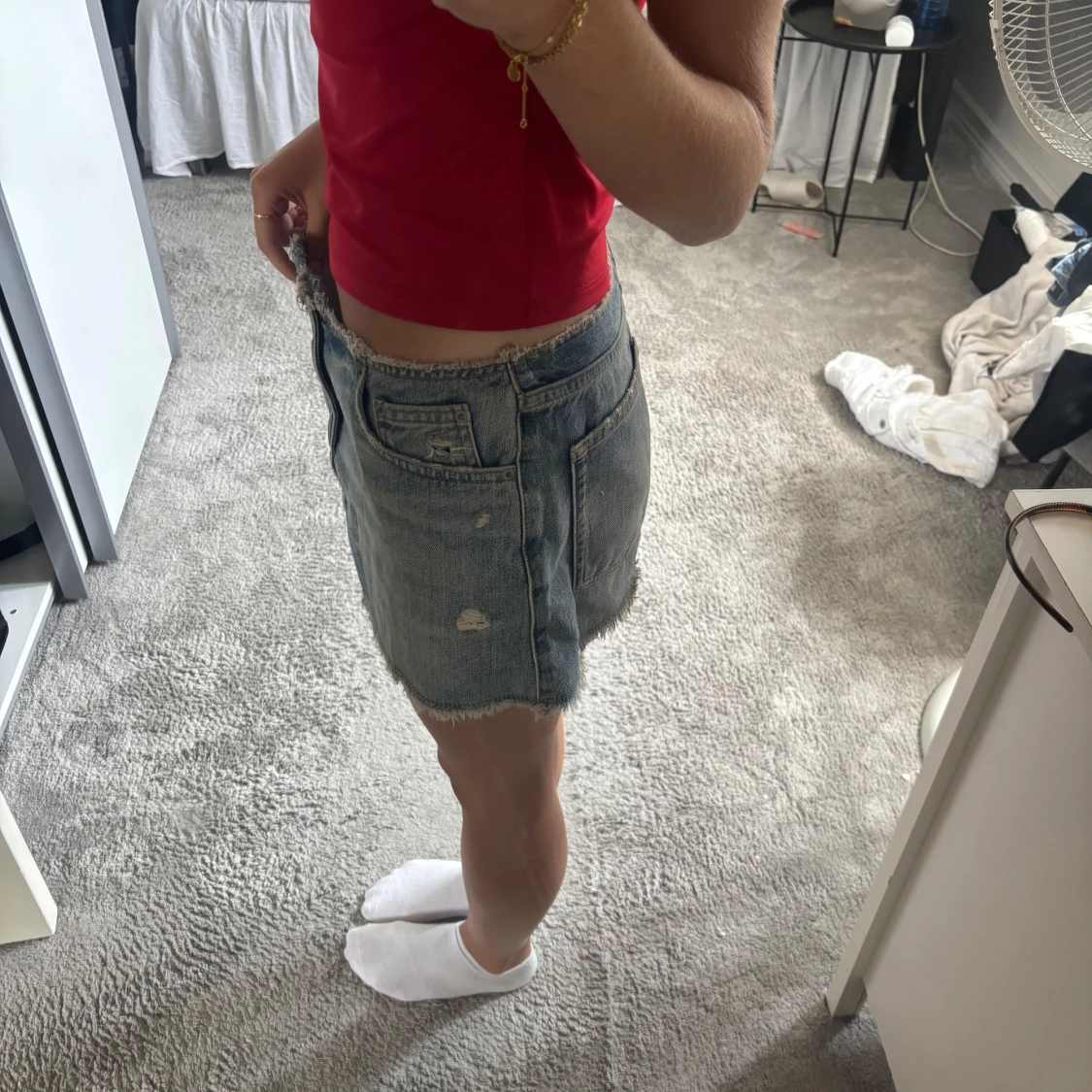 Blå minijeanskjol - 4