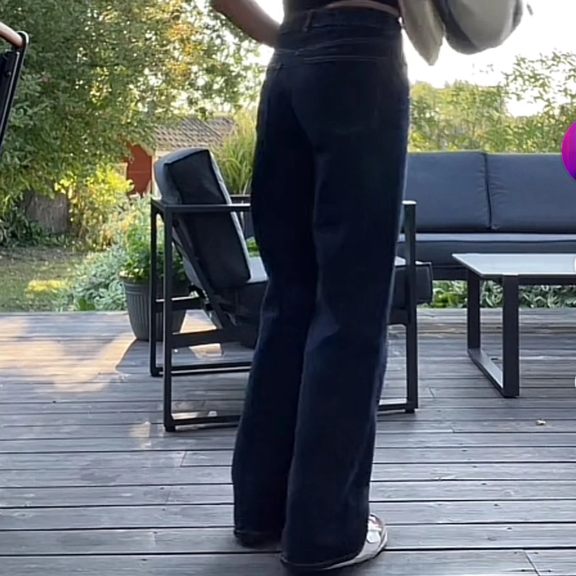 Mörkblå wide jeans med låg midja - 1