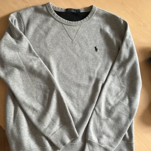 Grå sweatshirt från Polo Ralph Lauren - Klassisk grå sweatshirt från Polo Ralph Lauren med rund halsringning och broderad logga på bröstet. Tröjan har långa ärmar och är tillverkad i mjuk bomull, perfekt för en chill och stilren look.