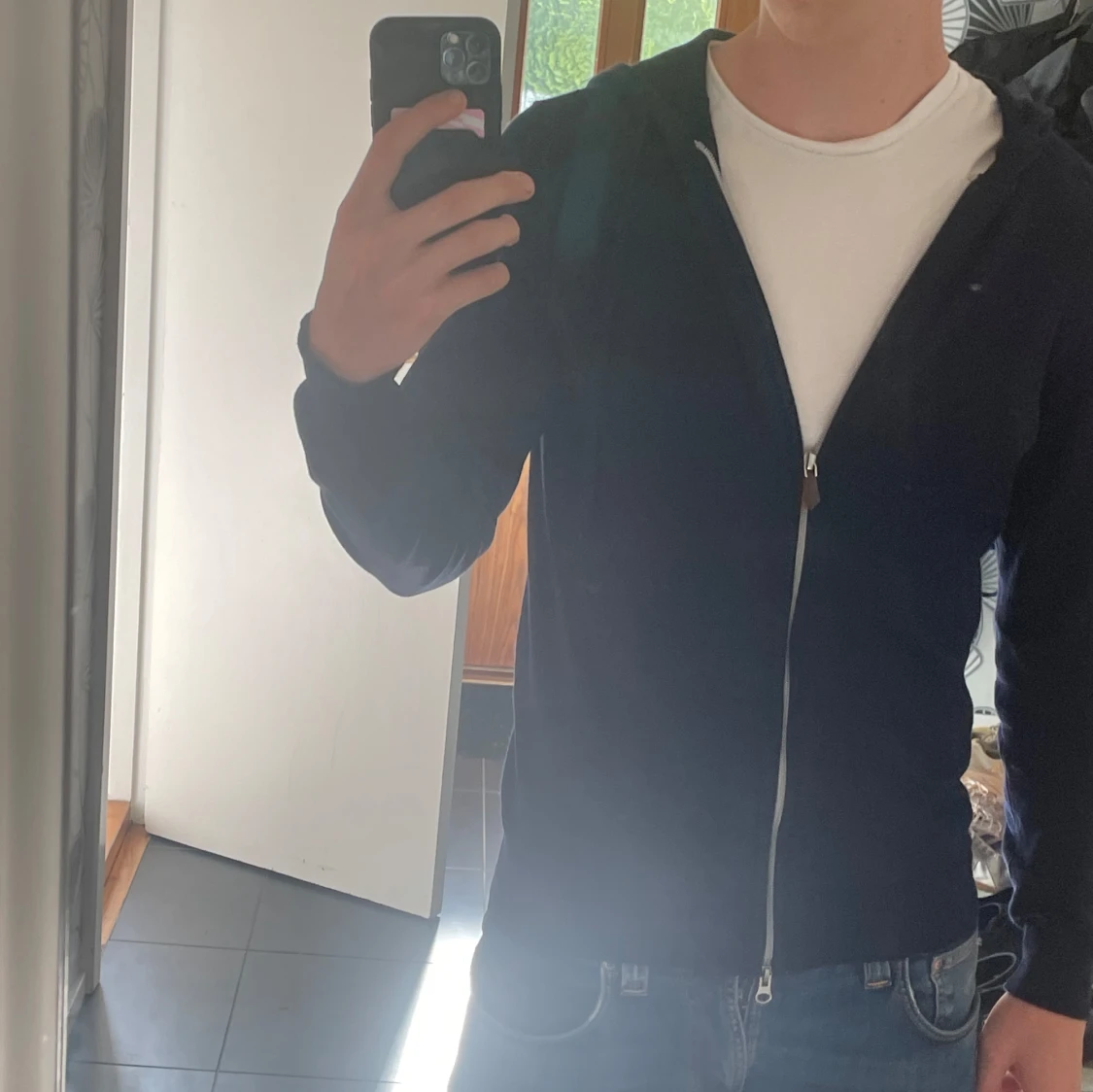 Stickad hoodie (stenströms) - 1