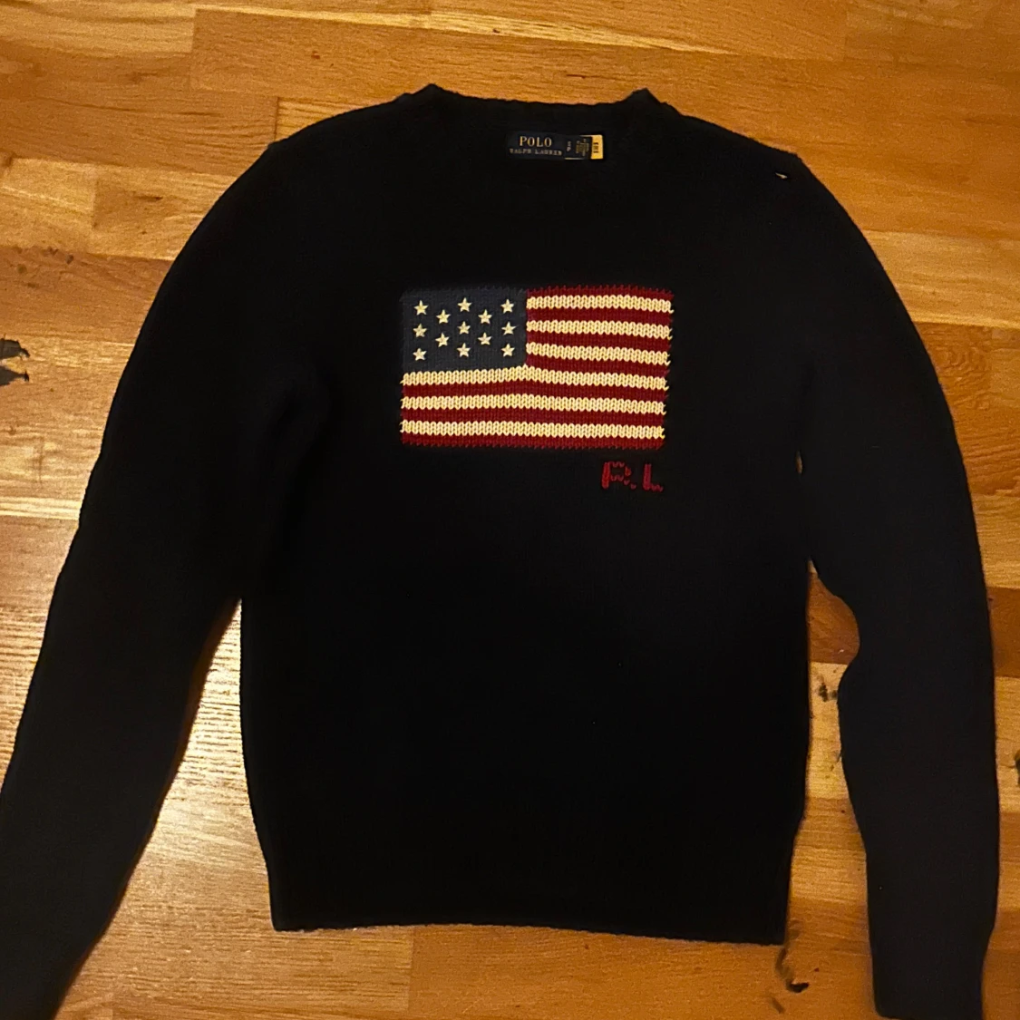 Mörkblå stickad tröja Polo Ralph Lauren