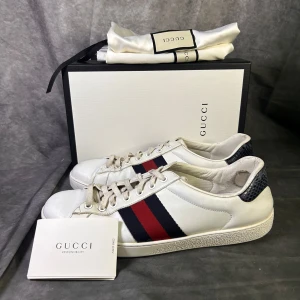 Gucci ace sneakers - Mycket fint skick däremot smutsiga snören | Size   Uk 10 vilket motsvarar 44 | fraktar spårbart inom 24 timmar med PostNord eller instabox | inget og medföljer |