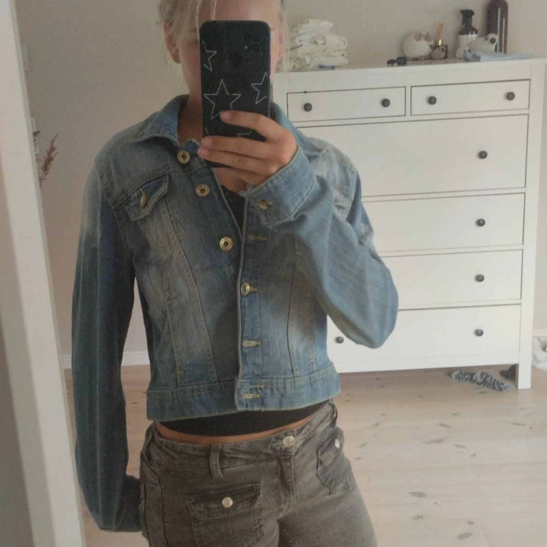 Ljusblå vintage jeansjacka - 1