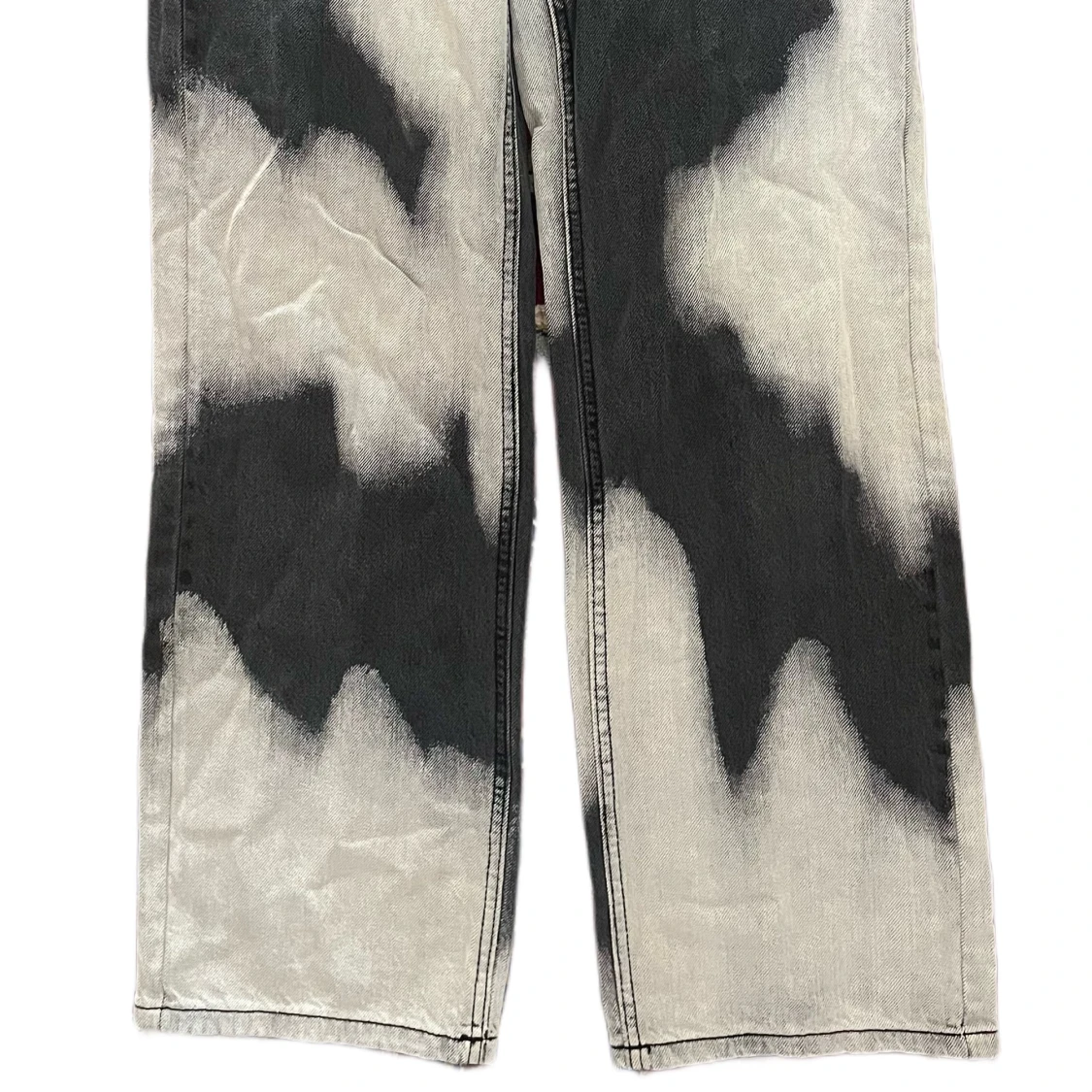 Gråsvarta wide jeans med bleach-effekt - 2