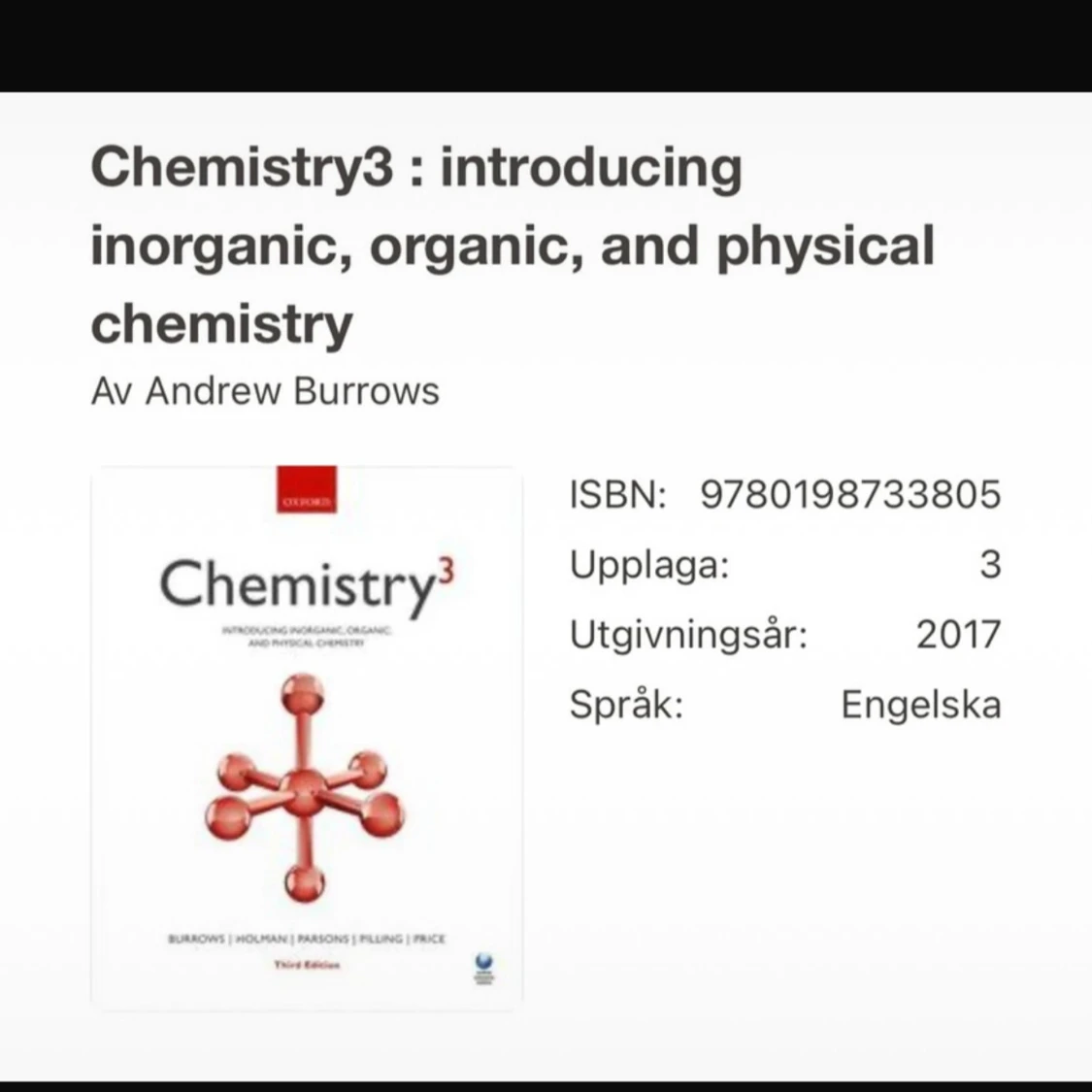Chemistry3: Introducing Inorganic, Organic, and Physical Chemistry - 1
