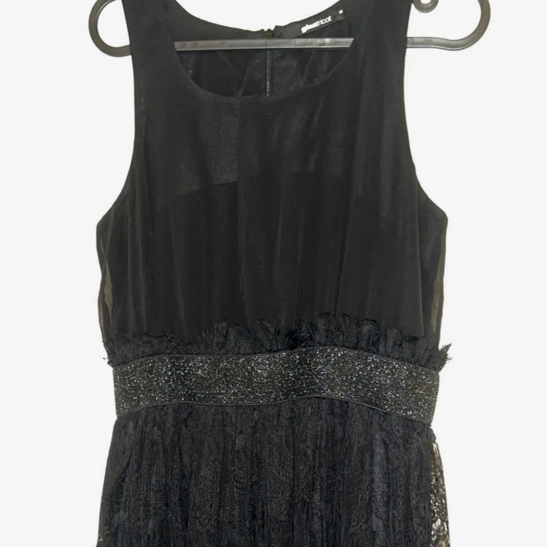 Svart spetsklänning med glittermidja-Gina Tricot - 2