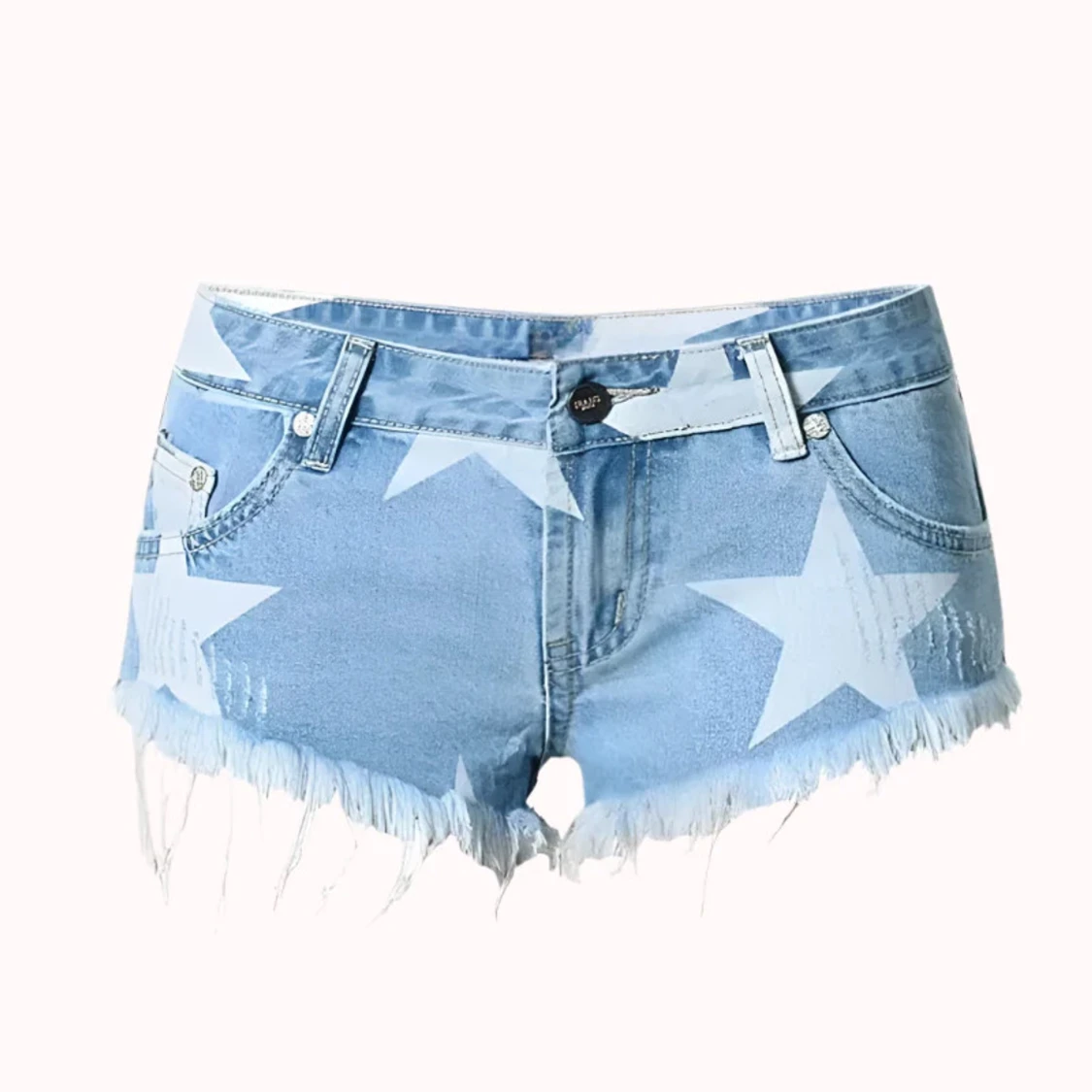 ljusblå low waist jeans shorts