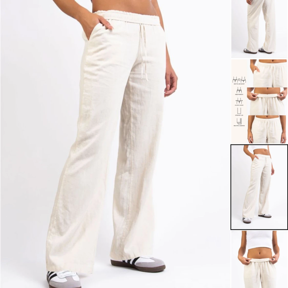 Beiga linnebyxor med dragsko