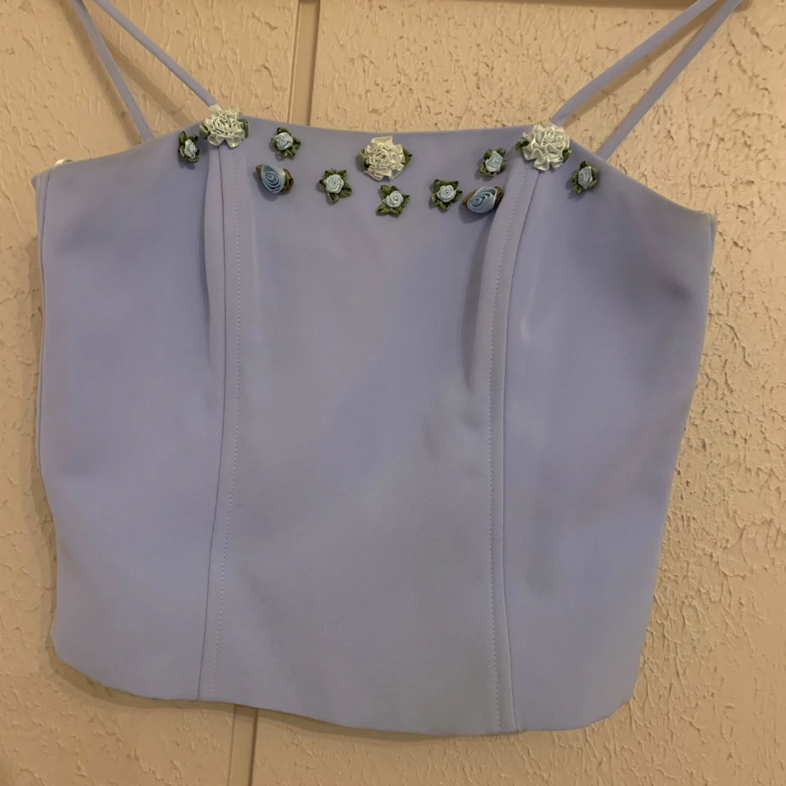 Ljusblå långklänning med snörning - 3