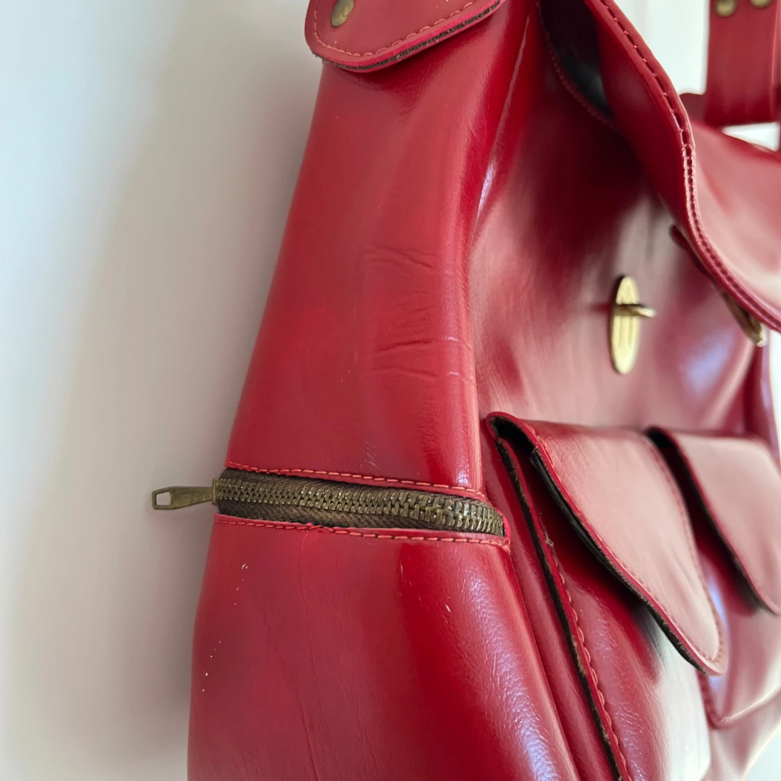 Röd läderväska  - 3