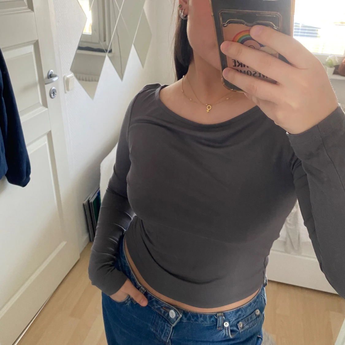 Grå långärmad topp - 1