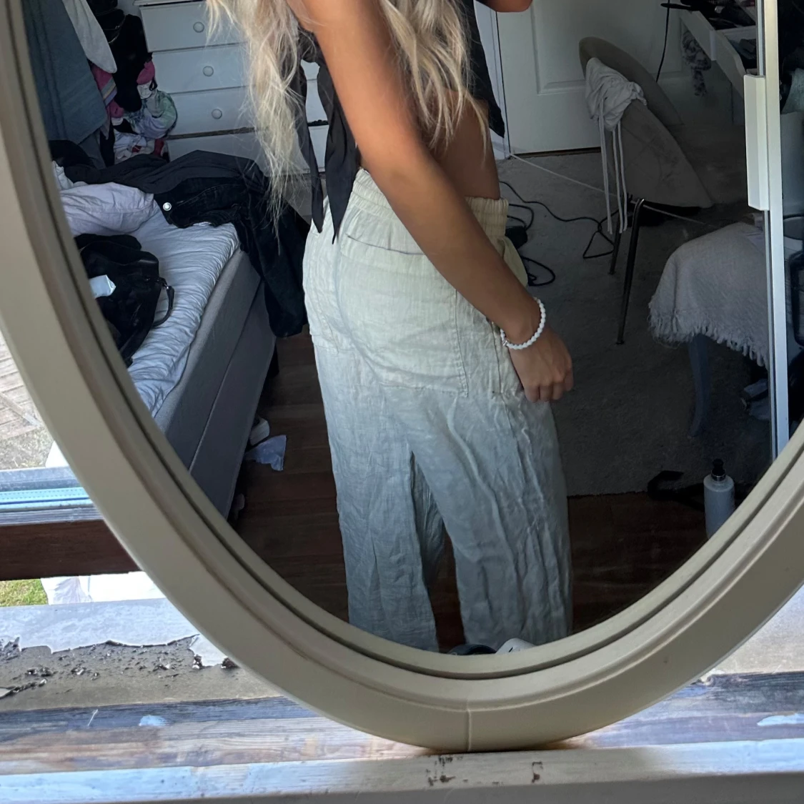 Beiga vida linnebyxor med resår - 1