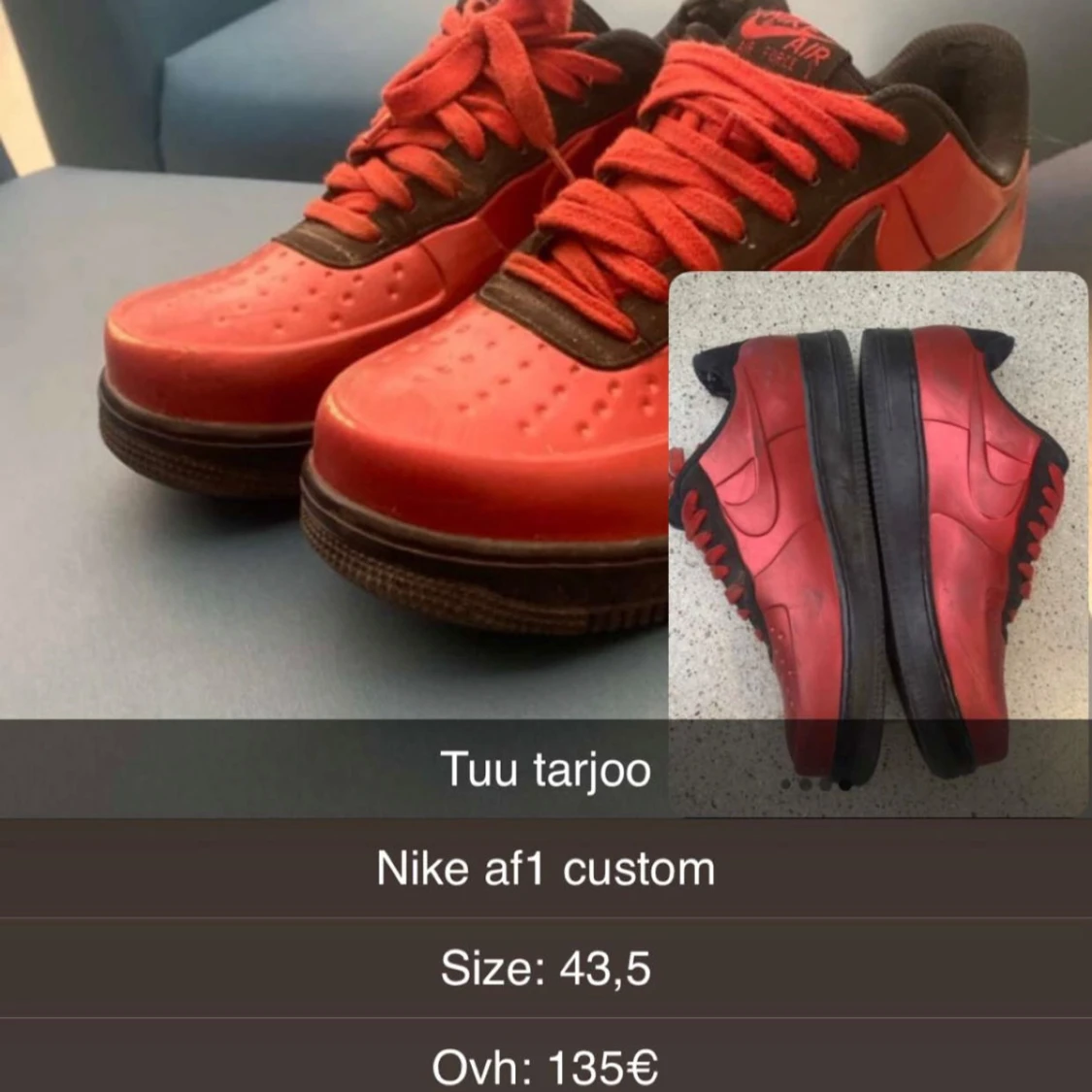 Nike Air Force 1 custom röd/svart