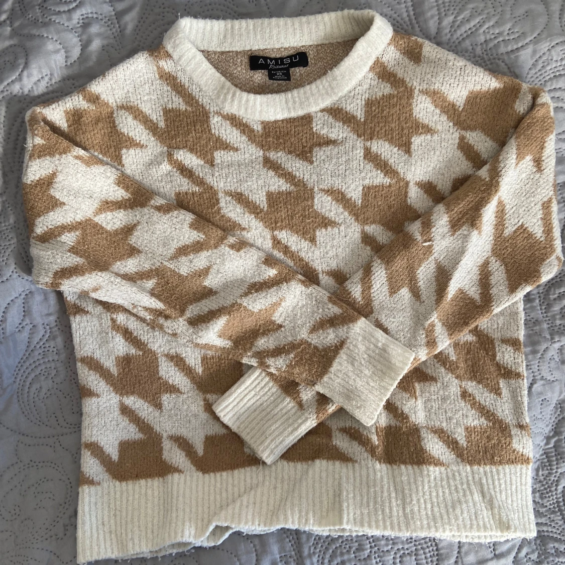 Beige och vit stickad tröja Amisu