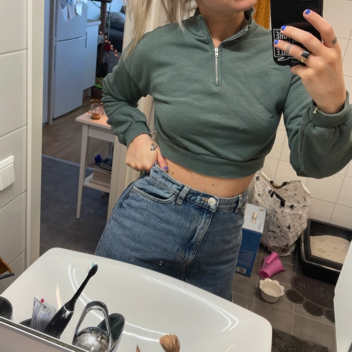 Grön croppad sweater - 91