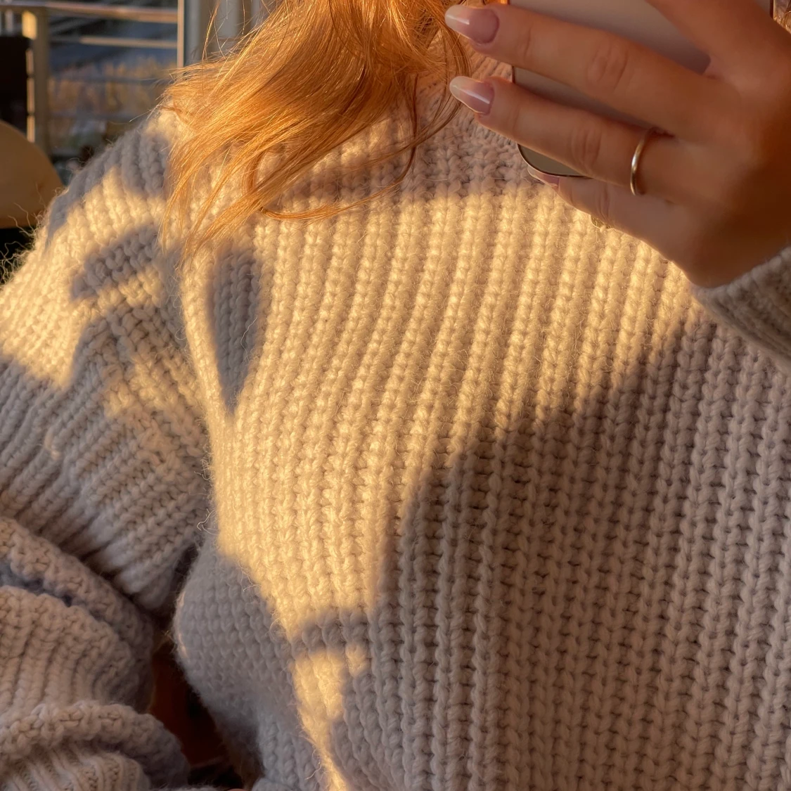 Blå stickad tröja - 90