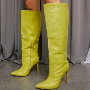  Knee High Stiletto Heel Boots ❤NEW❤ - Wide Fit Crocodile PU Pointy Toe Knee High Stiletto Heel Boots