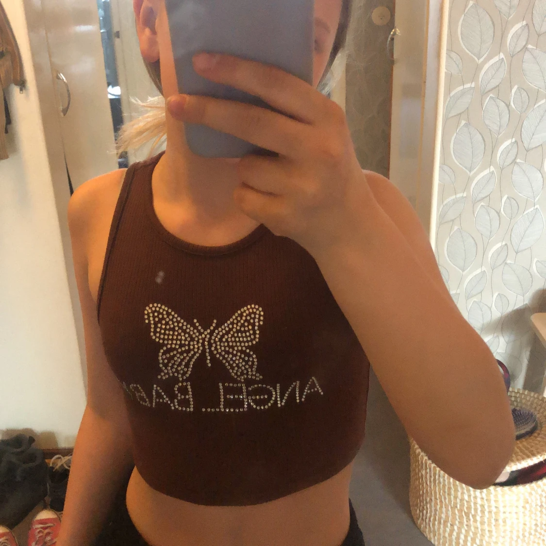 Brunt kort magtröja stl xxs 