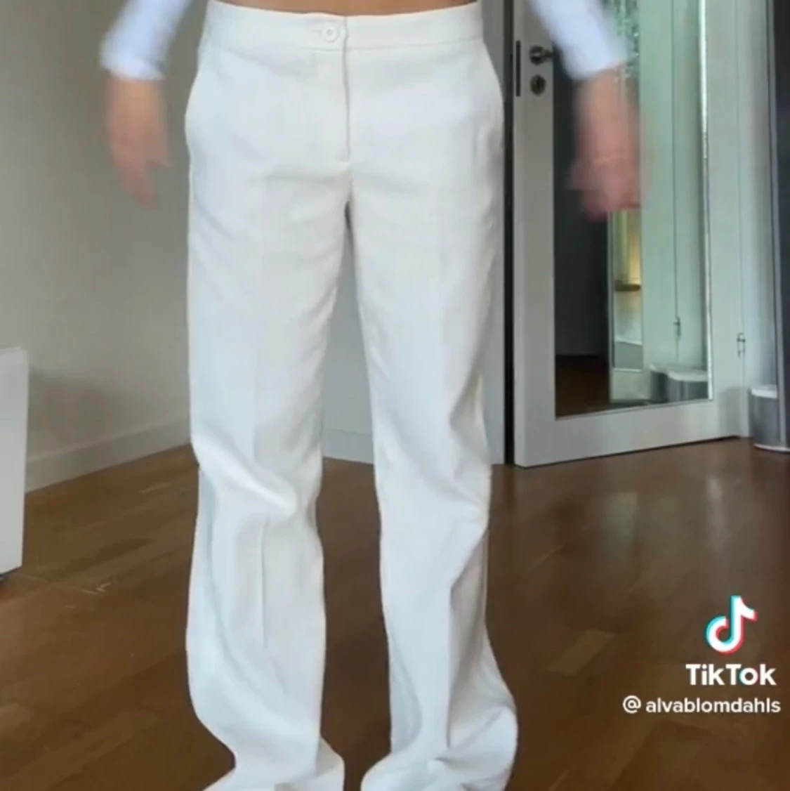 vita linne byxor - 90