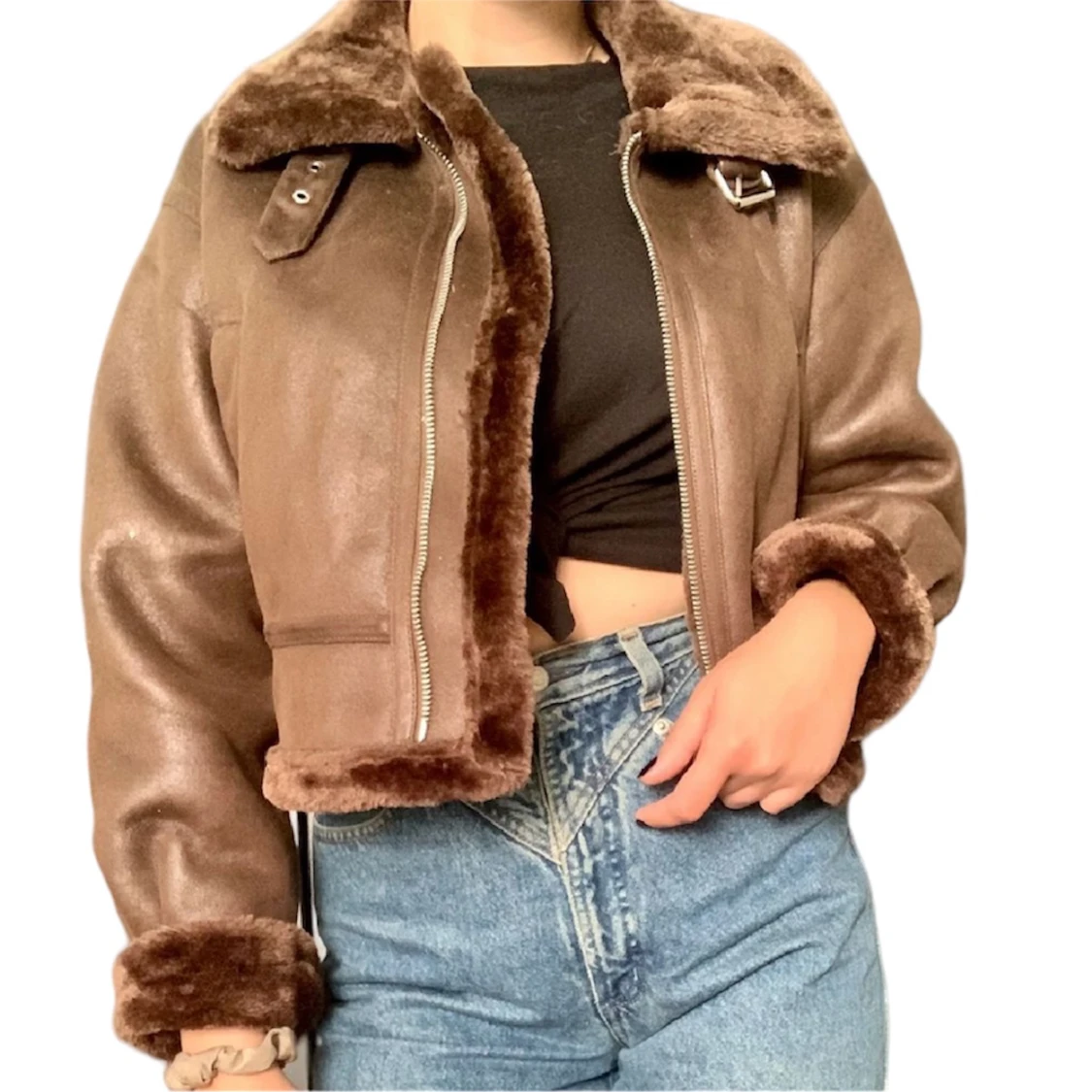 Biker jacket in teddy material - 90