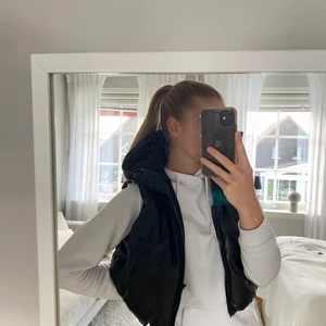 Svart skinnväst - En svart skinnväst i jättefint skick, använd en gång. Kortare modell, strl S!