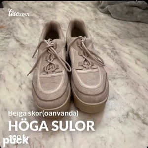 Skor - Säljer dessa beiga högsulade skor som inte ens är ingåda för och nyskick för 200kr och fri frakt , ( ignorera att det är en bild från tise och att det står 100kr, tar frakt ist där förut )