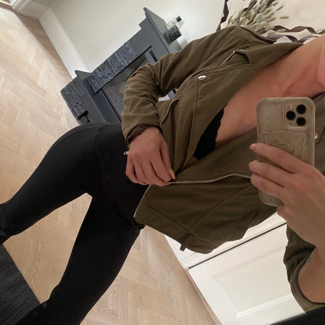 Mörkgrön mocka jacka  - 90