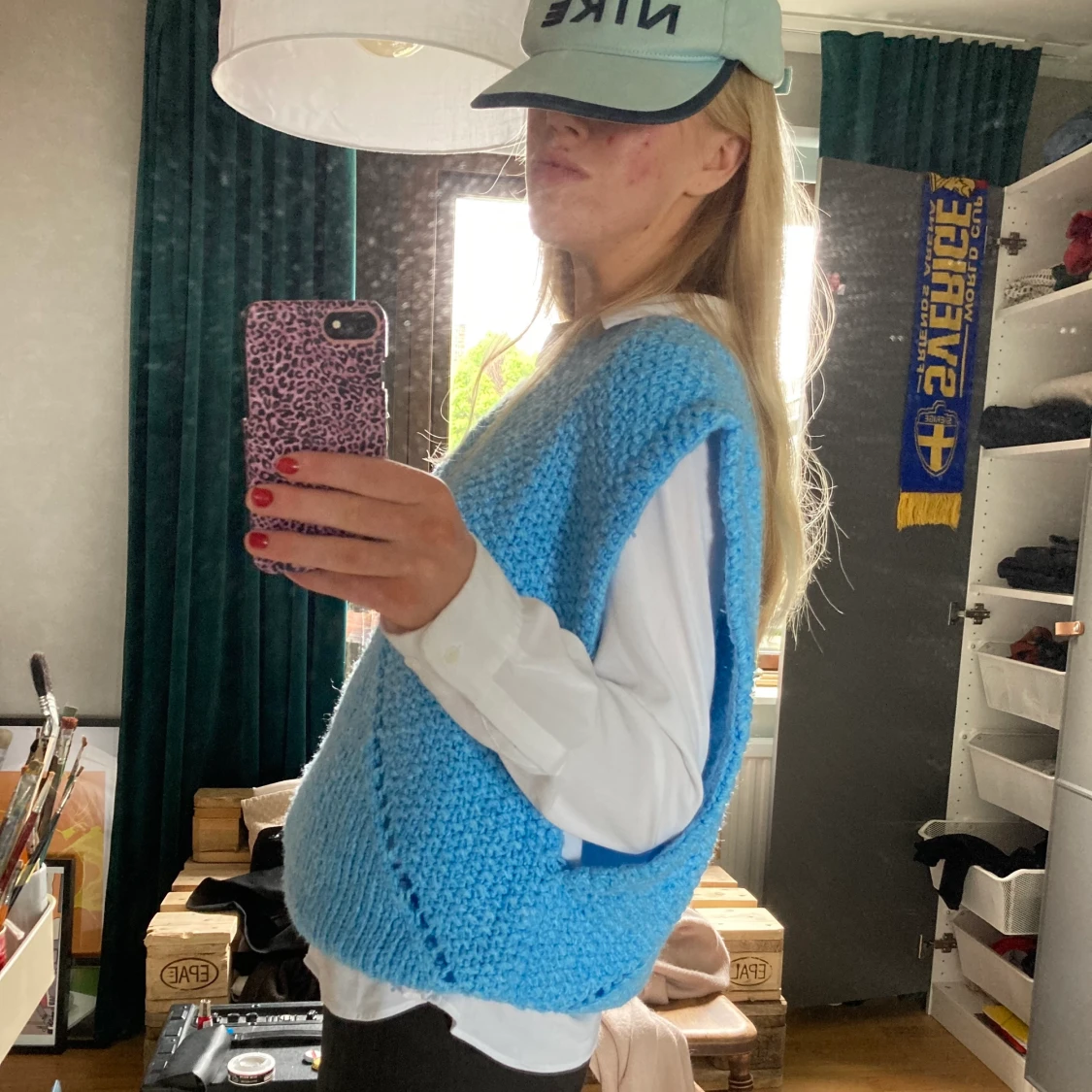 Ljusblå Stickad väst