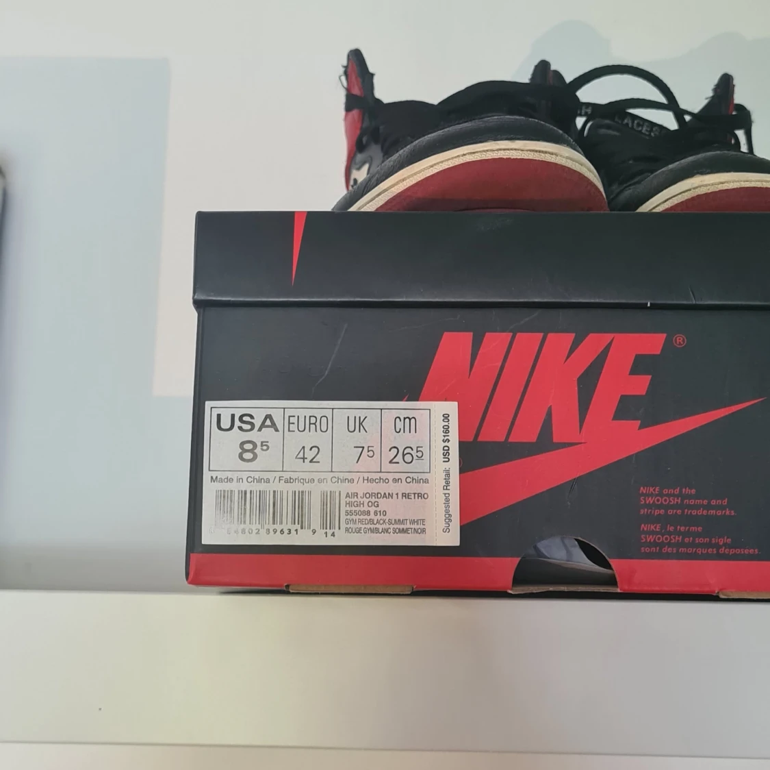 Jordan 1 bred toe  - 90