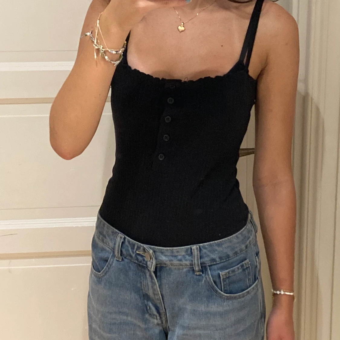 Svart ribbad body - 90