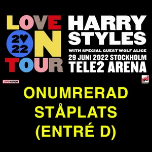 STÅPLATS HARRY STYLES - Säljer 1 onumrerad ståplats till harry styles konsert i Stockholm 29/6!  Biljetten går att enkelt överföra så man behöver inte mötas upp!😄 ENTRÉ D
