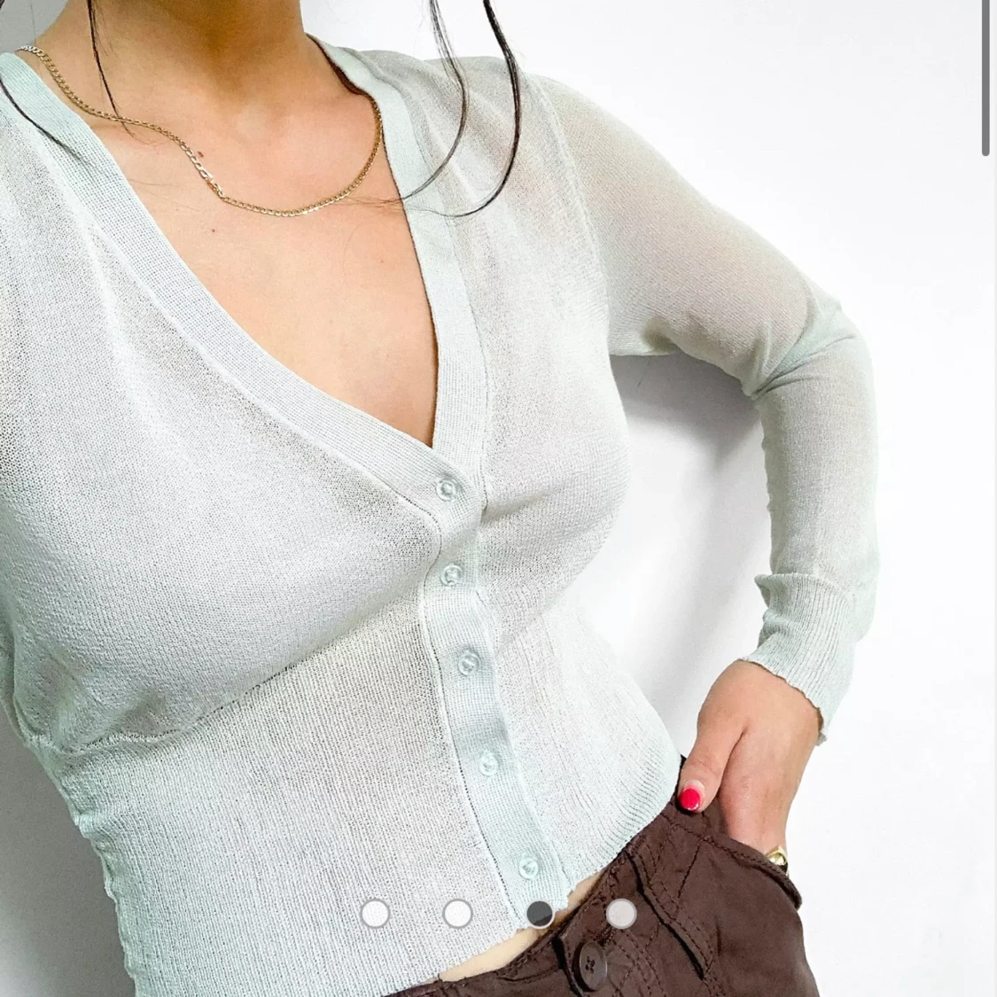 Tunn grönglittrig kofta  - 90