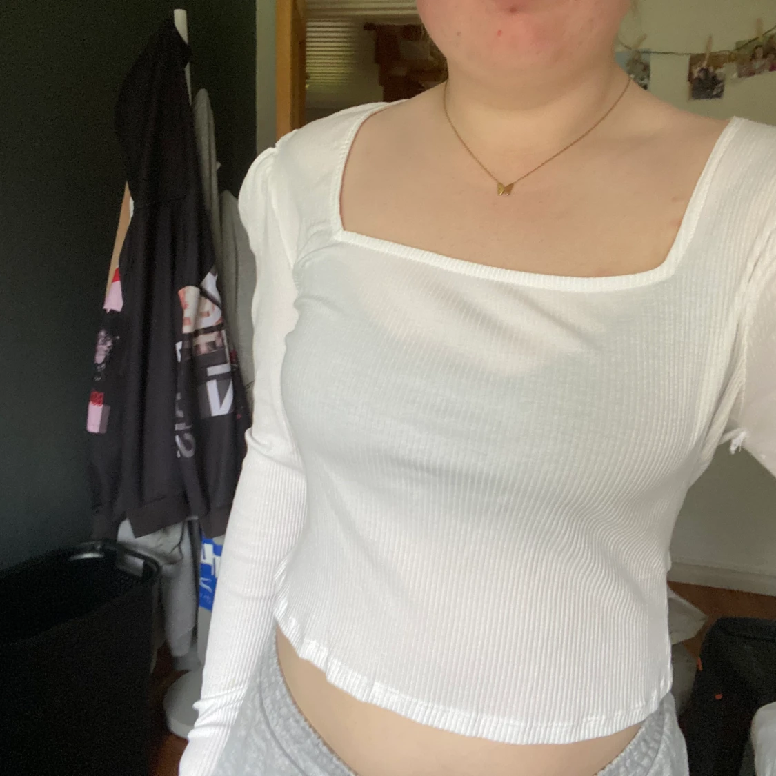 Vit långärmad topp - 90