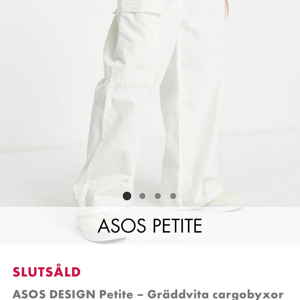 Petite cargo pants från ASOS, jag är 163 och dem är perfekt längd för mig. slutsålda på hemsidan. Använda 2 gånger.. Jeans & Byxor.
