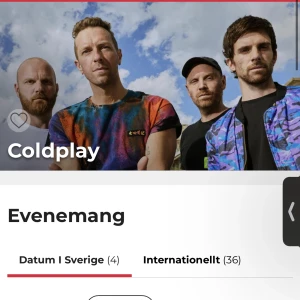 Coldplay biljetter - Säljer 2 stycken coldplay biljetter sittplats till konserten den 11 juli på ullevi. Biljetterna säljs för 1300kr st.  (Pris kan diskuteras vid snabb affär)