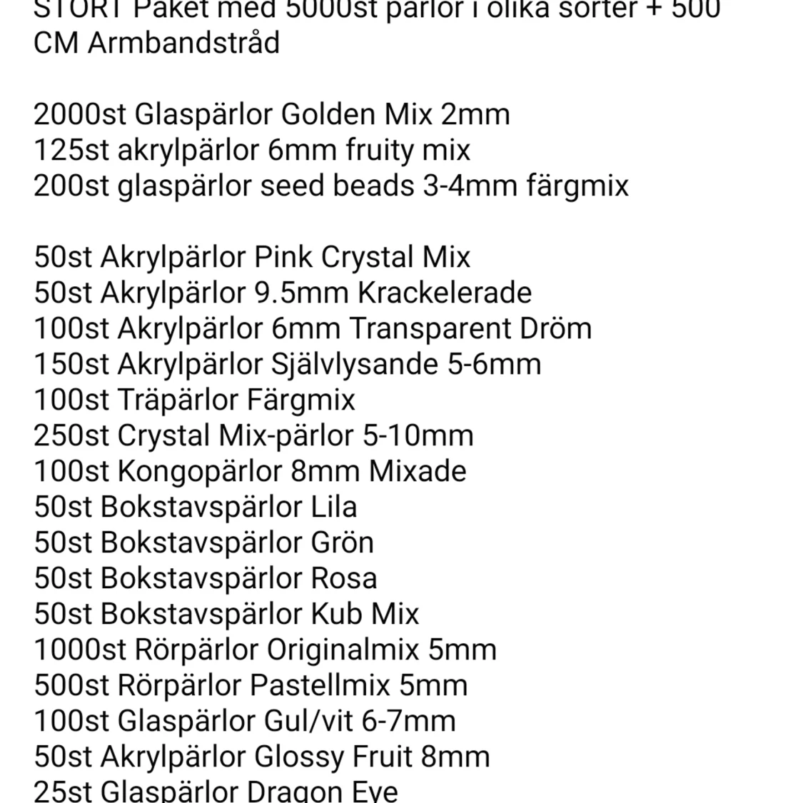 5000 PACK Premium Pärlor + 5 METER Armbandstråd - 90