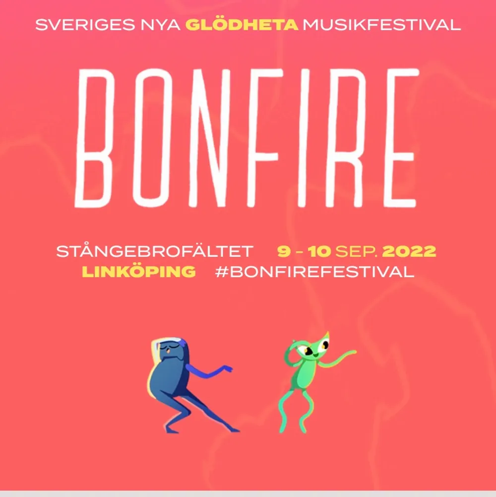 Då jag tyvärr inte längre kan gå säljer jag en 2-dagars GA biljett till Bonfire festival i Linköping 9-10 september. Ord pris 1799kr. Övrigt.