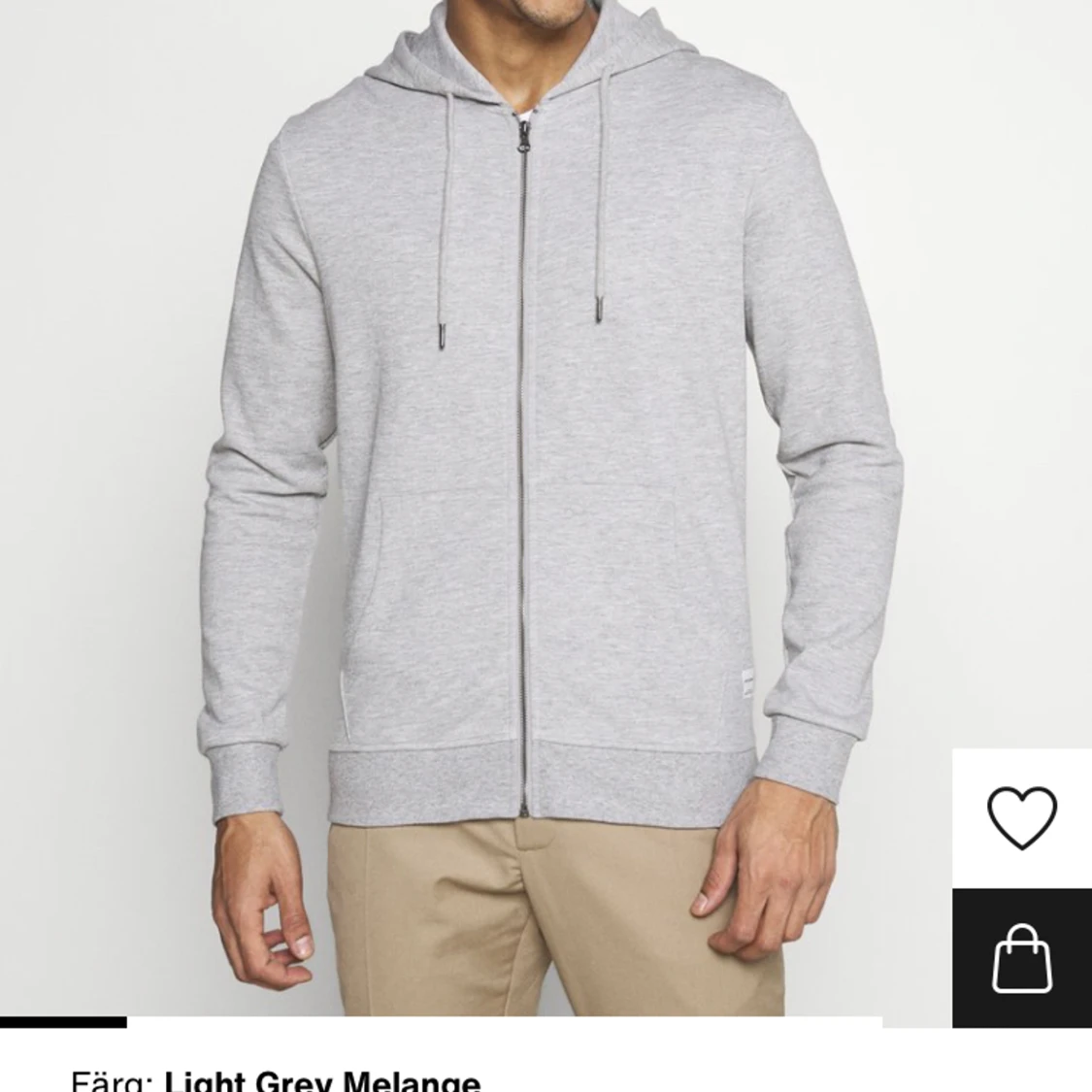 Grå Zip Hoodie - 90