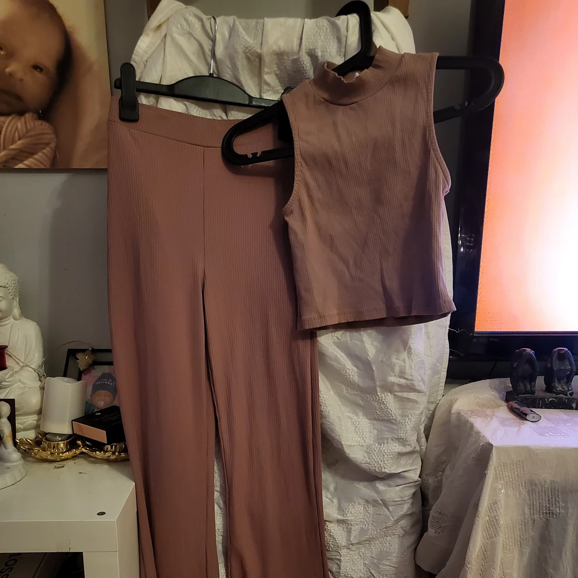 Set croptop utsvängda byxor S/M NY