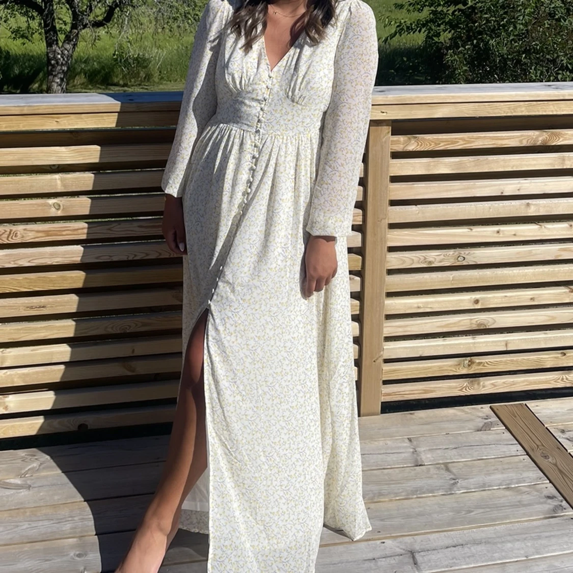 Blommig lång sommarklänning  - 90