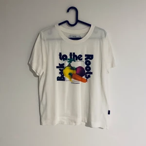 T-shirt med tryck. Back to the roots.  - T-shirt i bra kvalitet med tryck. Endast provad. Aldrig använd. Felfri. 
