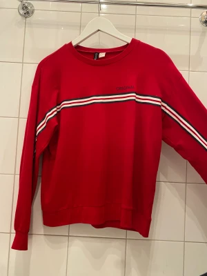 Röd tunn sweater / sweatshirt  - Tunnare, luftigare och framförallt jättebekväm röd sweatshirt! Storlek S. Från rökfritt och djurfritt hem. Kan mötas i Centrala Stockholm eller frakta. Skriv vid frågor eller intresse! 