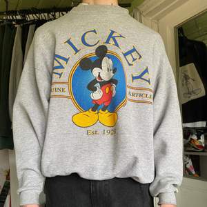 Fin Disney sweatshirt i XL skön oversize, arm muddarna ser insydda ut men jag är inte säker (kan skicka fler bilder) inget som syns fran utsidan. Jag köpte den av en som sa att hon köpte den i USA på 90-talet. Rökfritt hem!