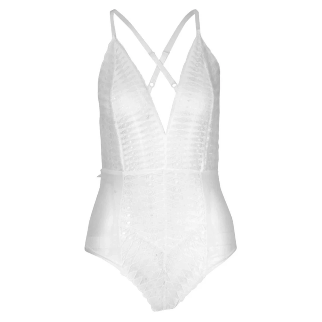 Ny. Vit Mesh&Lace Bodysuit Strl L